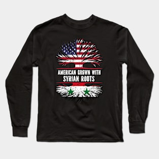 American Grown with Syrian Roots USA Flag Long Sleeve T-Shirt